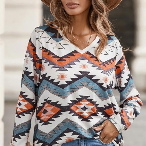 Fuchsia Western Print Short Sleeve Terry Top